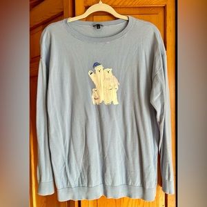 Talbots light blue woman's winter sweater polar bears large
